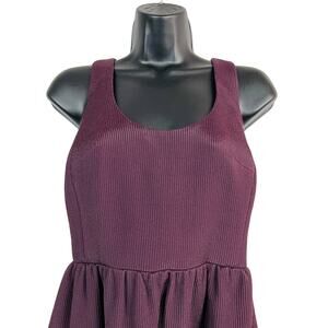 Club Monaco Ribbed Tight Knit Dress Plum Purple Halter - 4